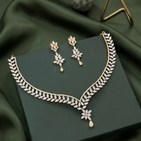 Golden Leaf Drop Necklace Set