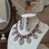 Elegant Maroon Crystal Wedding Jewellery Set