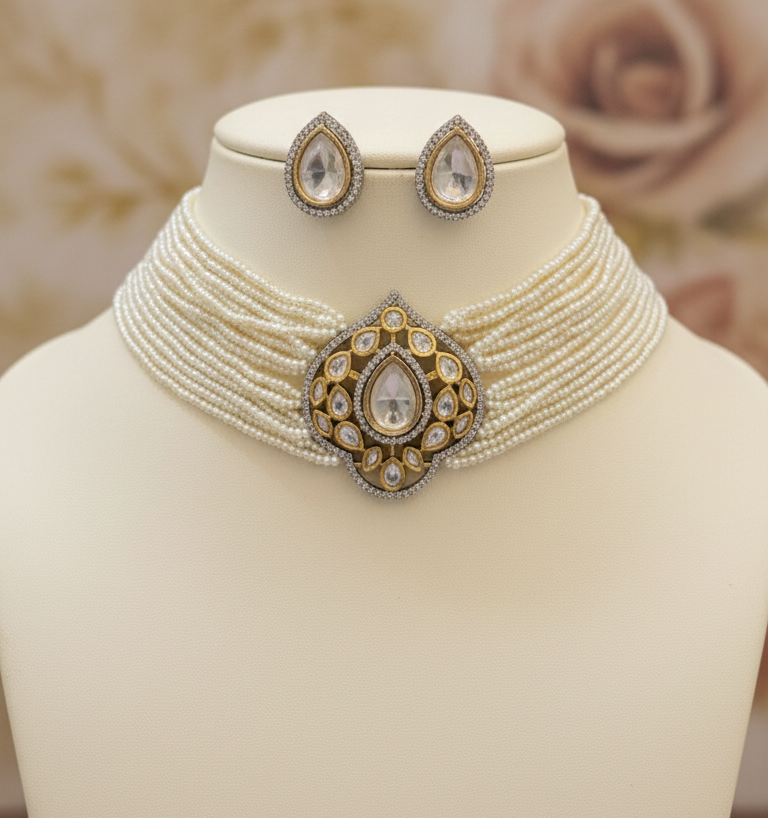 Royal Pearl Kundan Choker Set