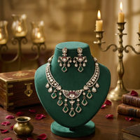 Royal Emerald Kundan AD Choker Necklace Set