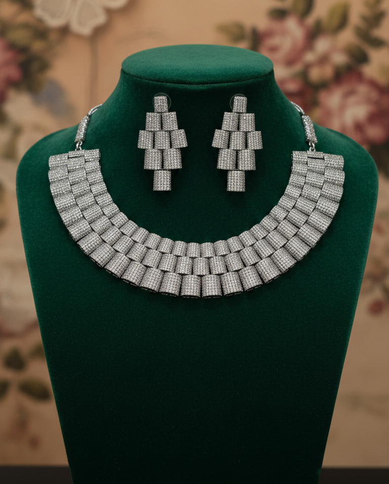 Luxury Silver American Diamond Statement