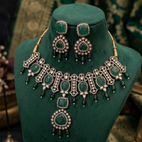 Traditional Green Stone Choker Jewellery Set