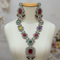 Royal Multicolour Kundan Necklace Set with Earrings