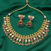 Ruby Kundan Gold-Polish Necklace Set