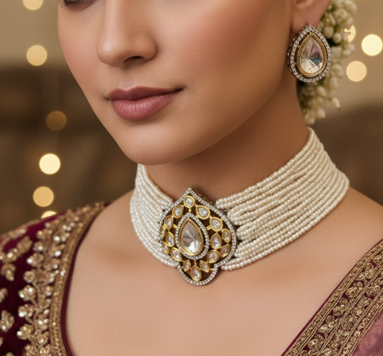 Royal Pearl Kundan Choker Set