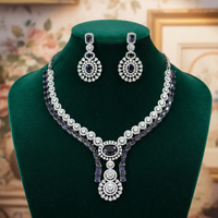 Midnight Sapphire Royale American Diamond Necklace Set