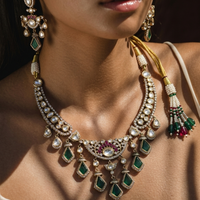 Royal Emerald Kundan AD Choker Necklace Set