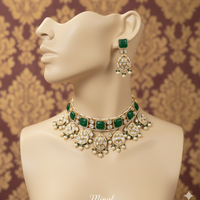 Emerald Royale Real Polki Kundan Necklace Set