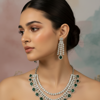 Emerald Grace American Diamond Necklace Set