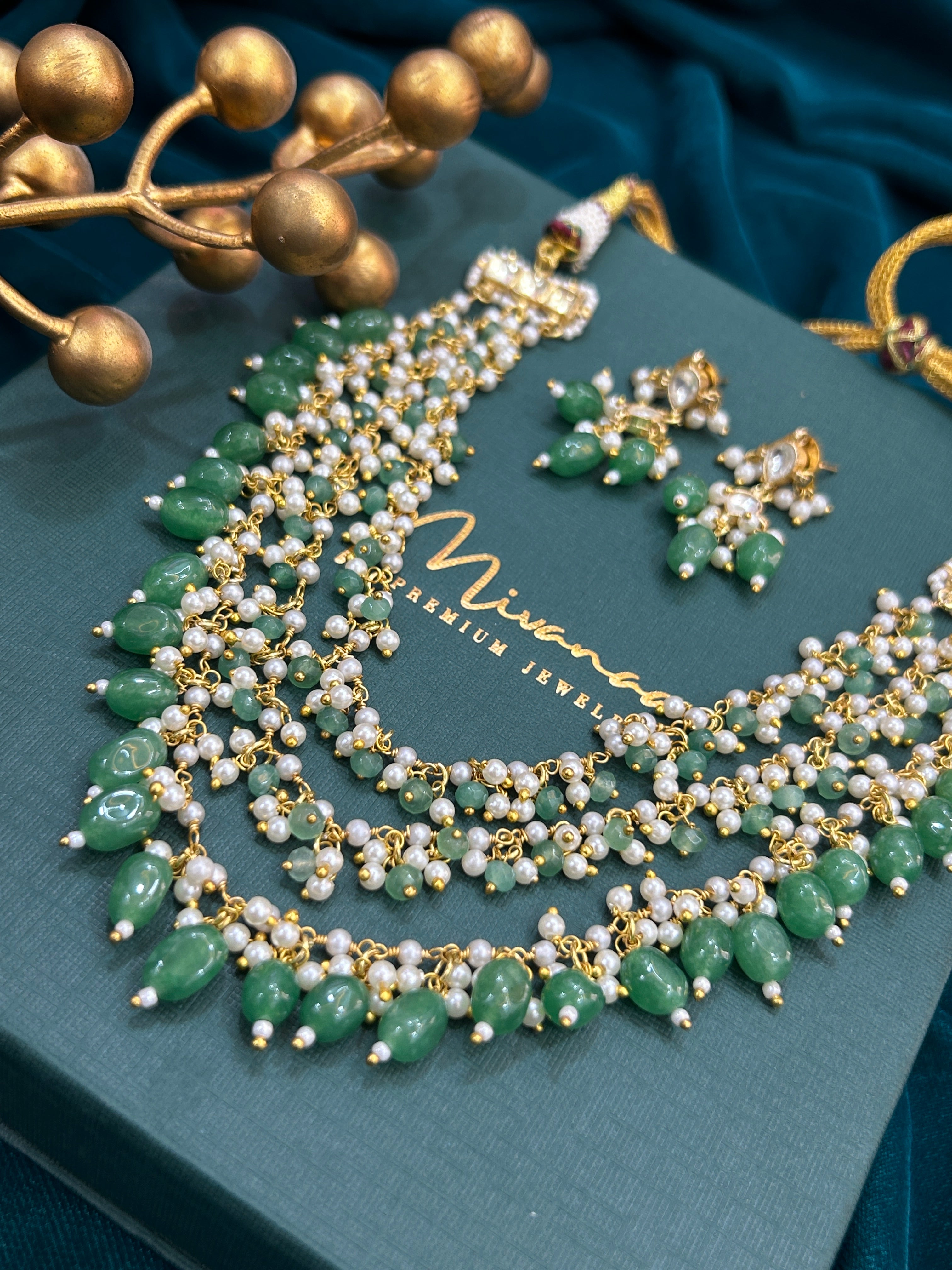 Exquisite Green and Pearl Layered-Mivanaa