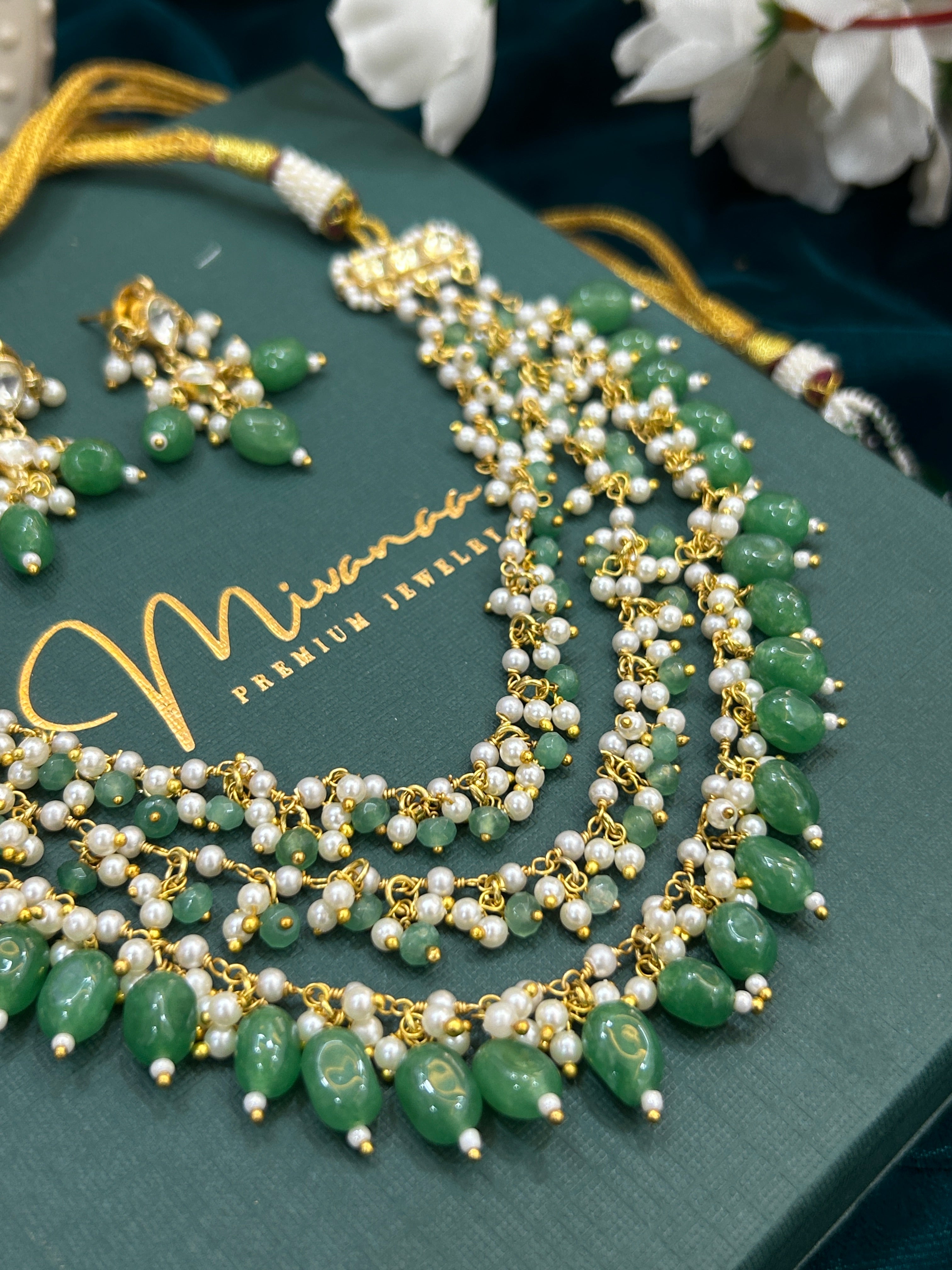 Exquisite Green and Pearl Layered-Mivanaa