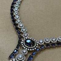 Midnight Sapphire Royale American Diamond Necklace Set