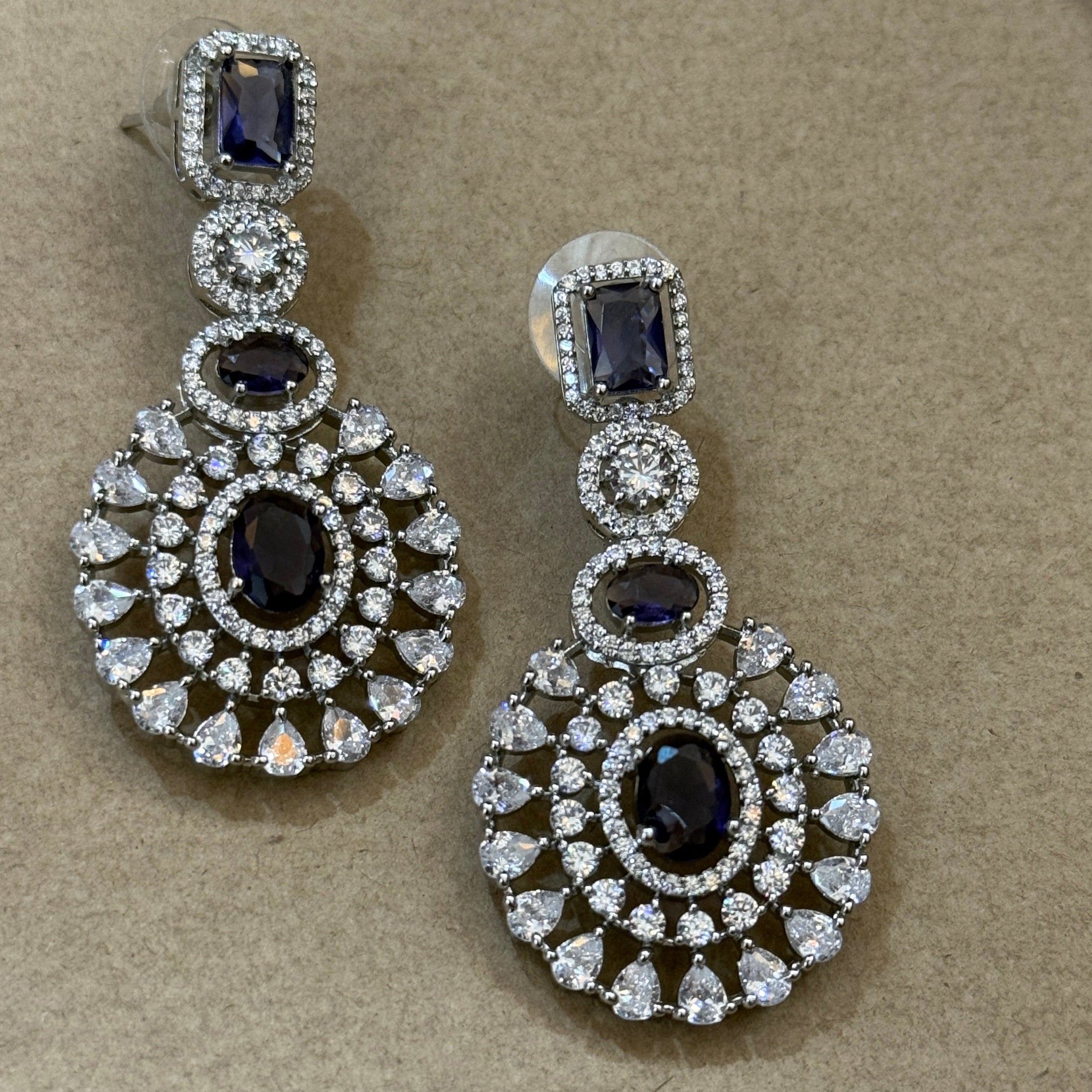 Midnight Sapphire Royale American Diamond Necklace Set