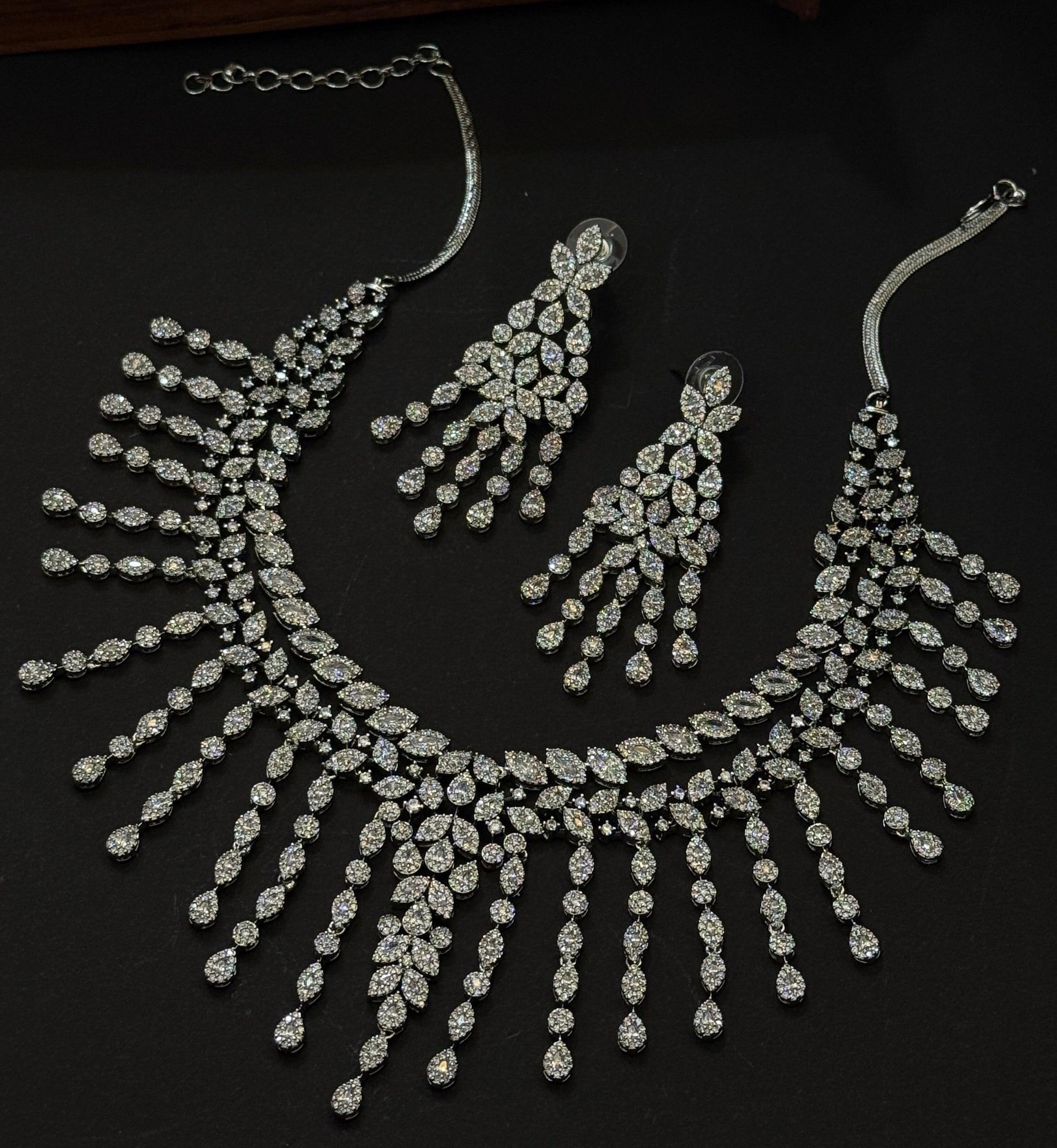 Diamond Snowfall Elegance American Diamond Necklace Set