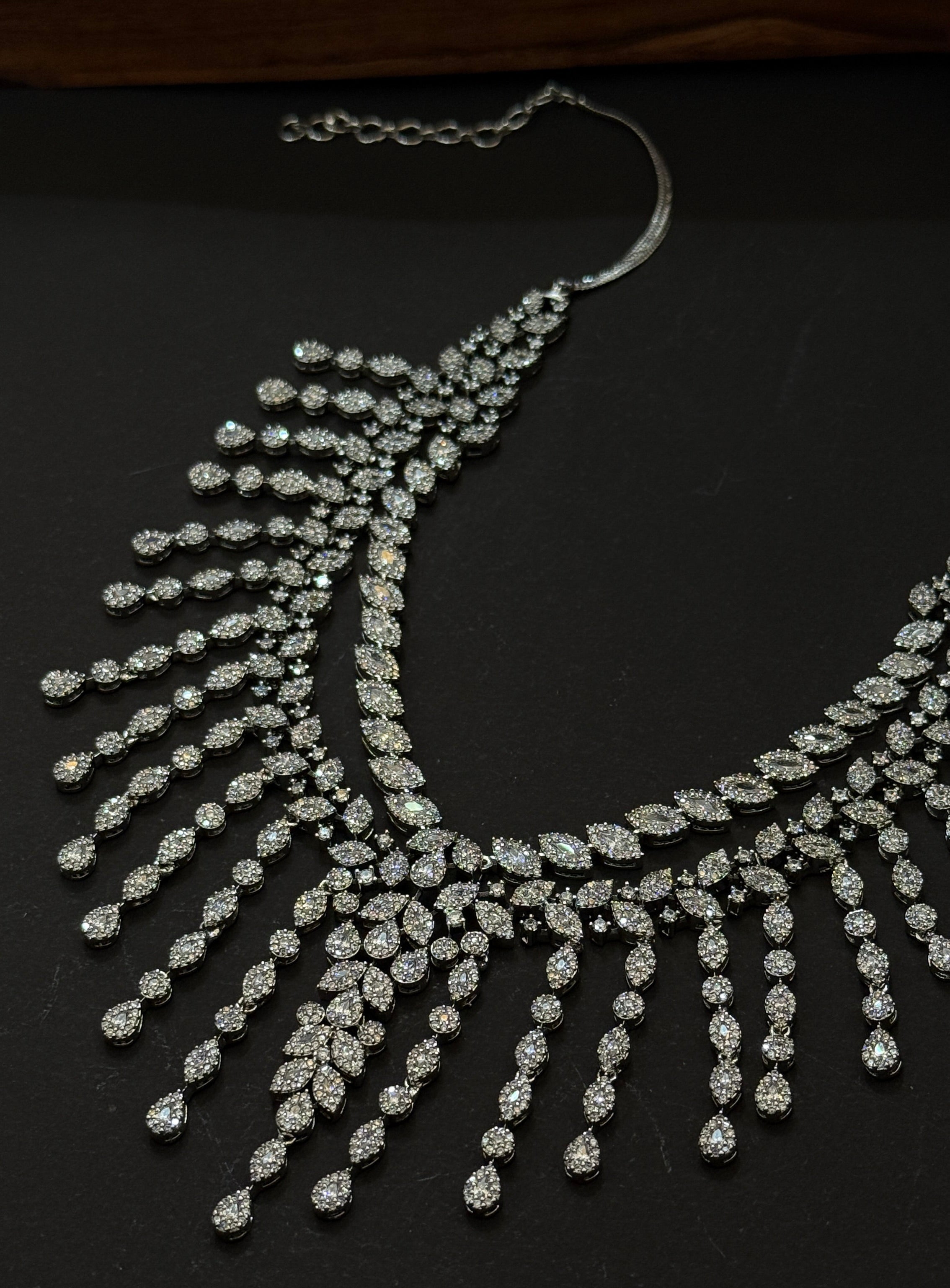 Diamond Snowfall Elegance American Diamond Necklace Set