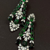 Royal Emerald Cascade American Diamond Necklace Set