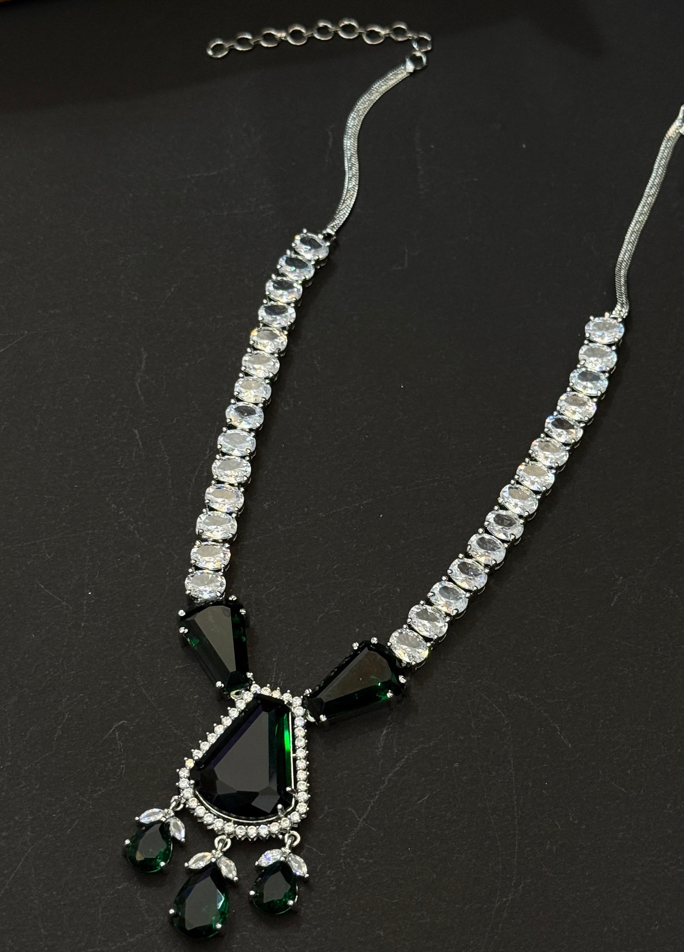 Imperial Emerald Grace American Diamond Necklace Set
