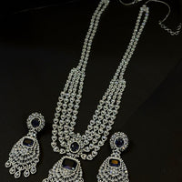 Royal Sapphire Glow American Diamond Necklace Set