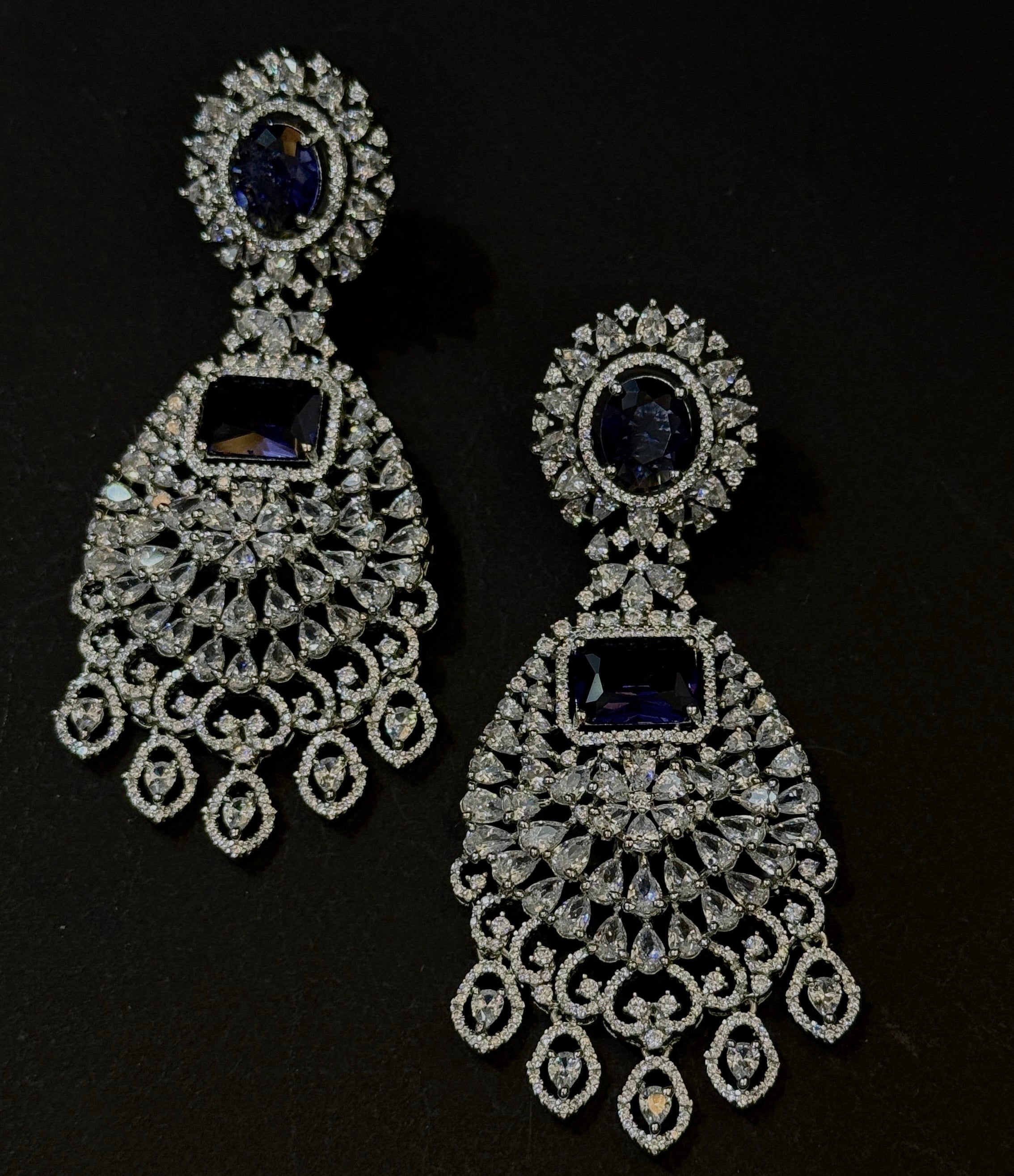 Royal Sapphire Glow American Diamond Necklace Set