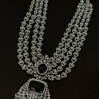 Royal Sapphire Glow American Diamond Necklace Set