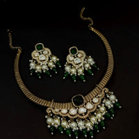 Neelam Royale Kundan Green Hasli Necklace