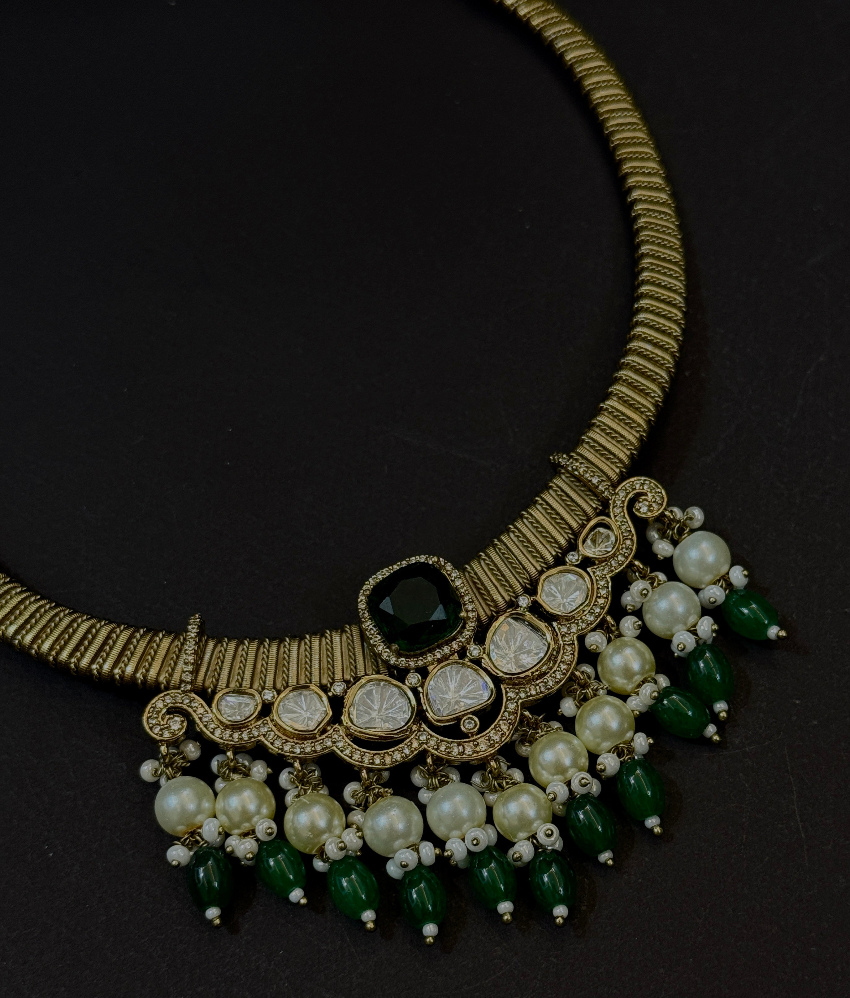 Neelam Royale Kundan Green Hasli Necklace