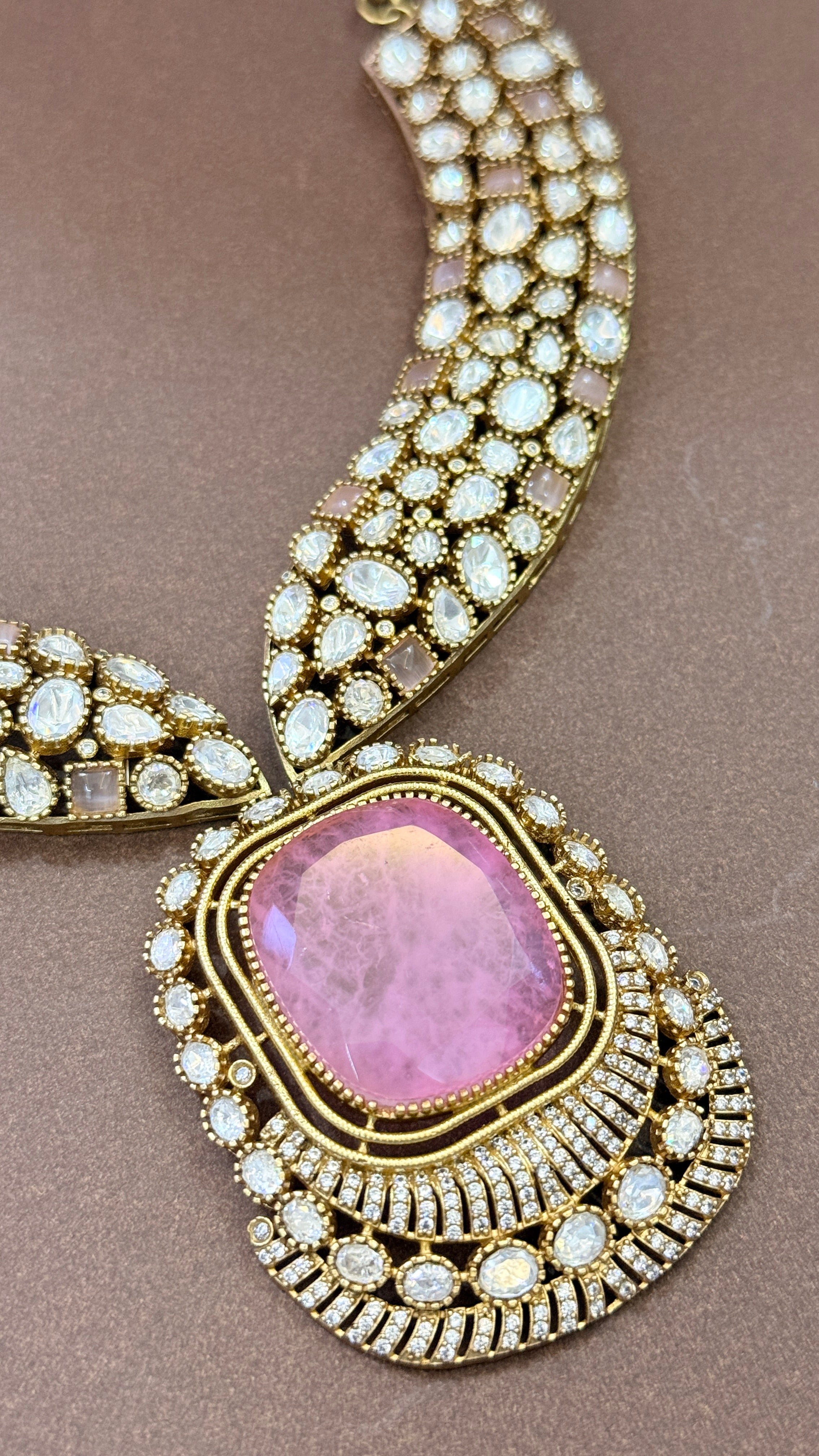 Blush Rose Regal American Diamond Necklace Set