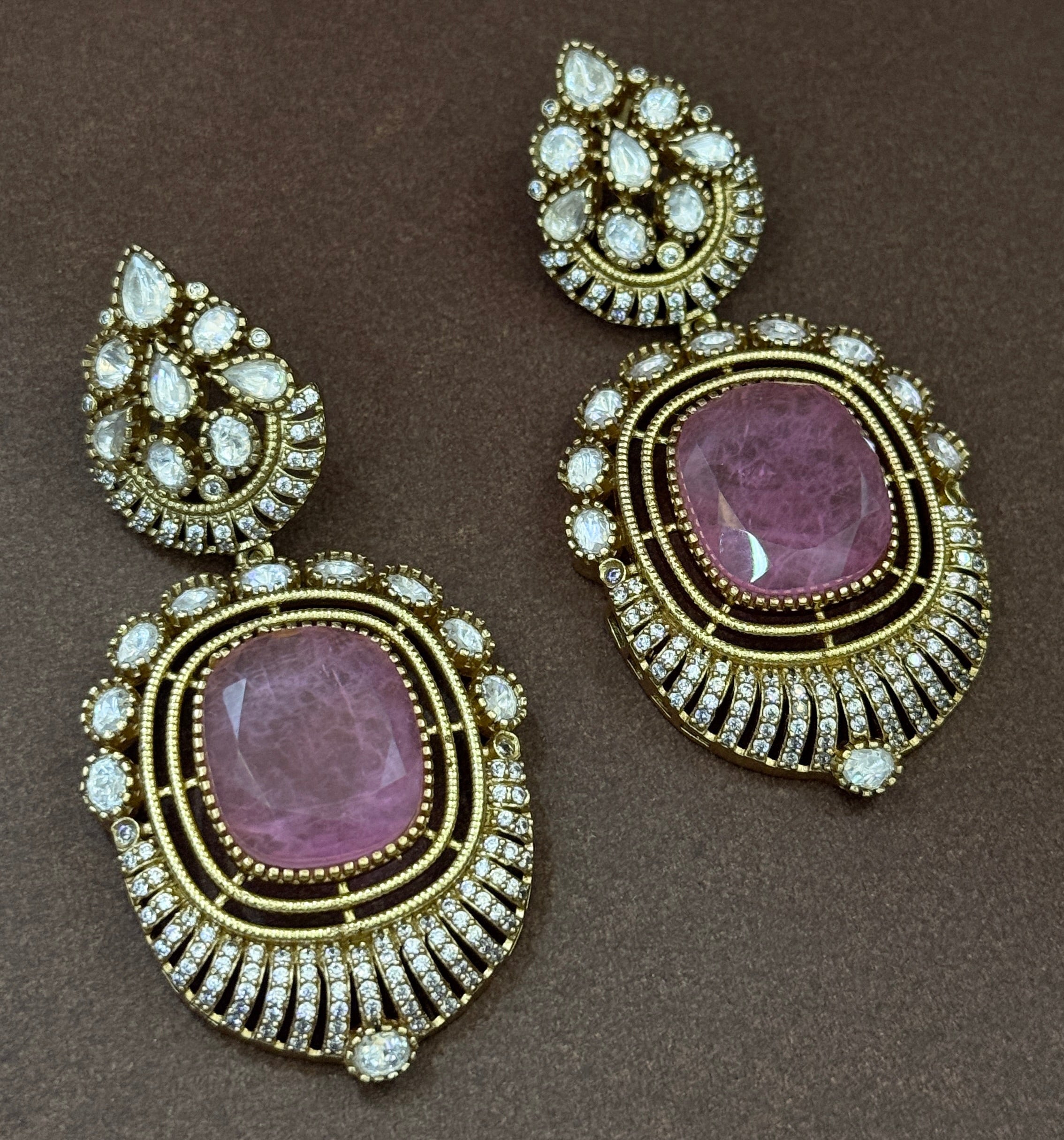 Blush Rose Regal American Diamond Necklace Set