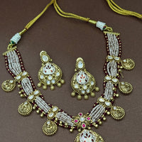 Heritage Ruby Meenakari Pearl Necklace Set