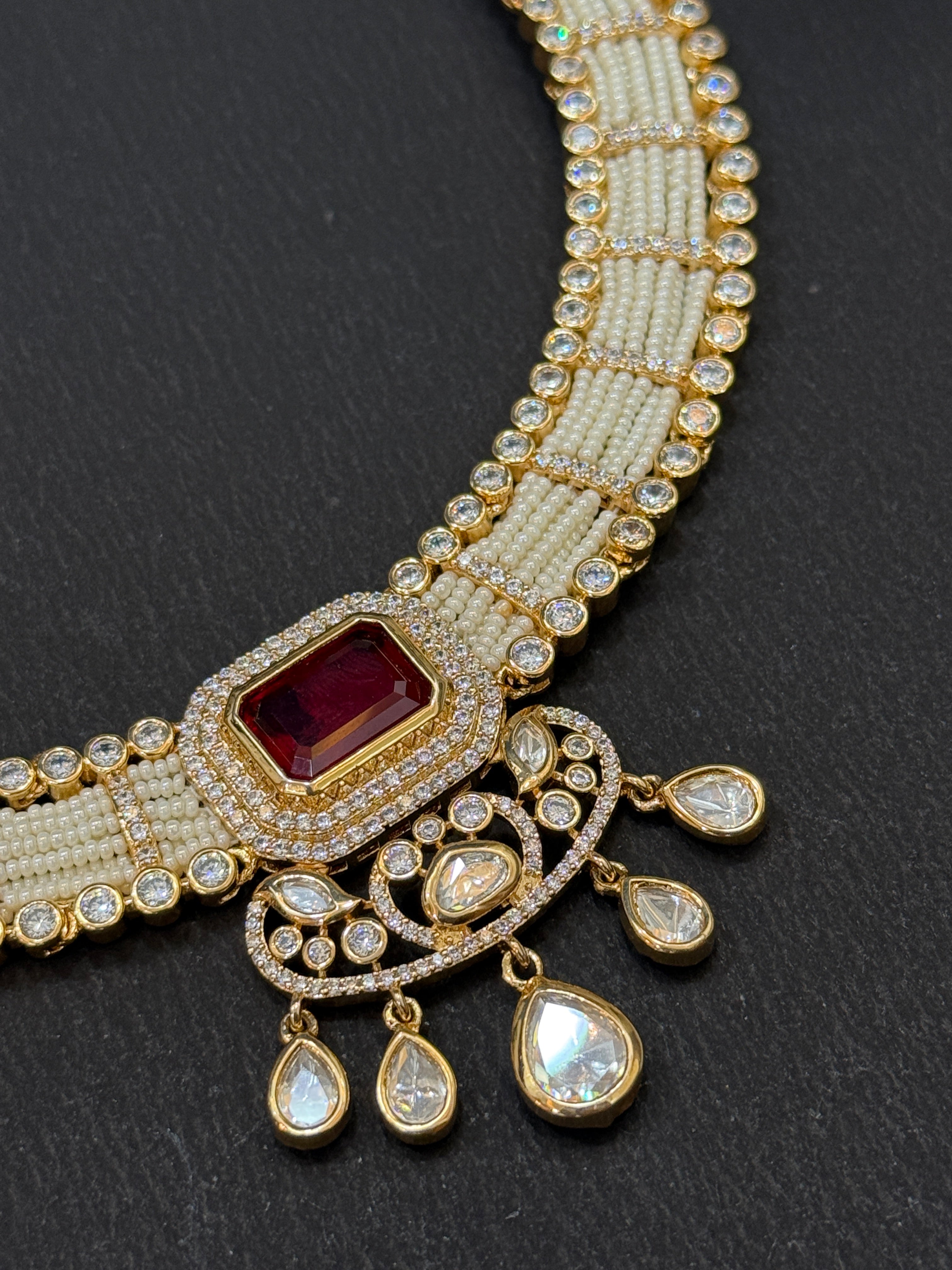 Regal Pearl & Real Polki Stone-Mivanaa