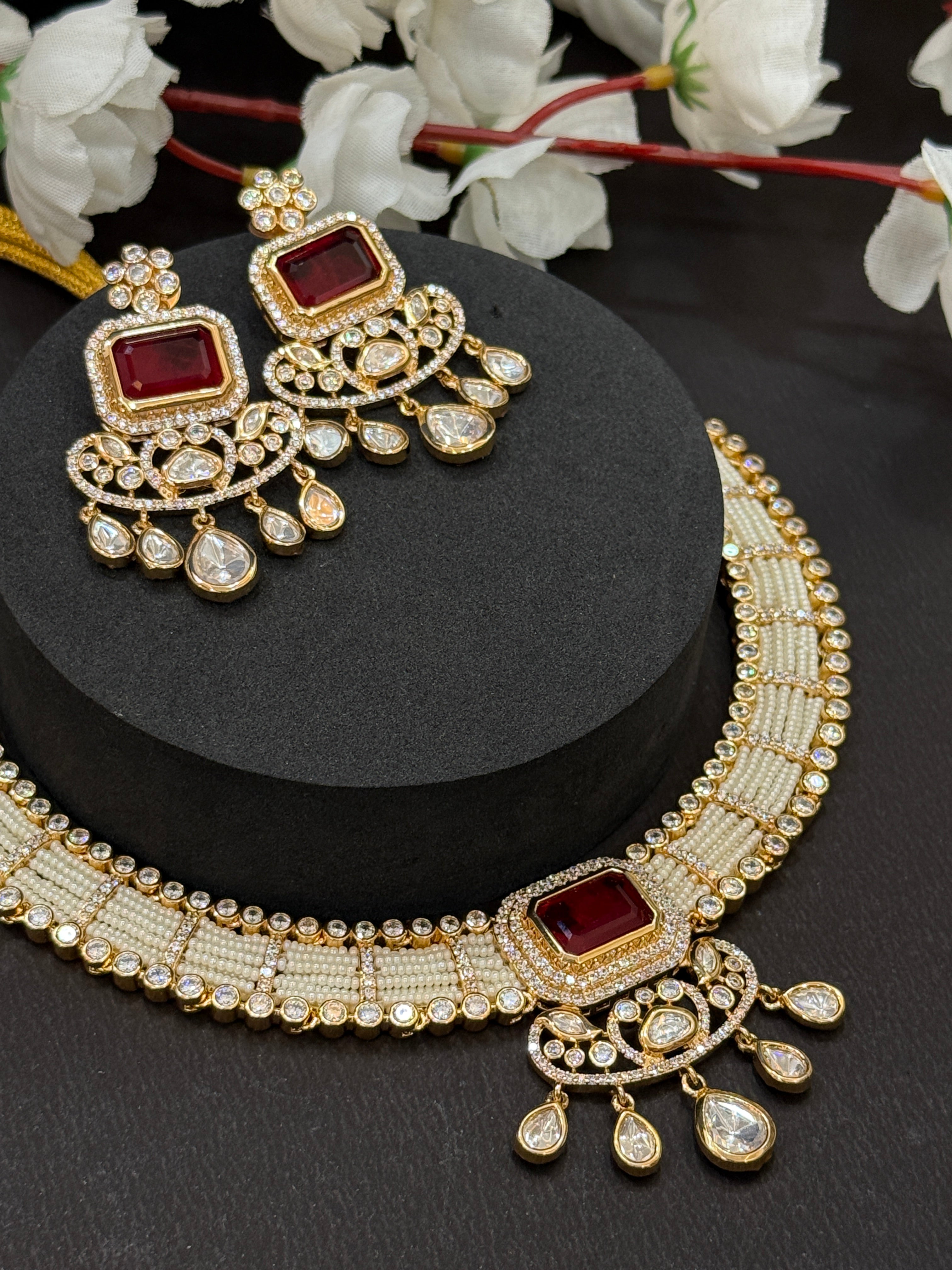 Regal Pearl & Real Polki Stone-Mivanaa