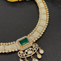 Emerald Grace Polki Pearl Choker Set-Mivanaa