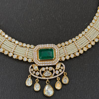 Emerald Grace Polki Pearl Choker Set-Mivanaa