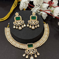 Emerald Grace Polki Pearl Choker Set-Mivanaa