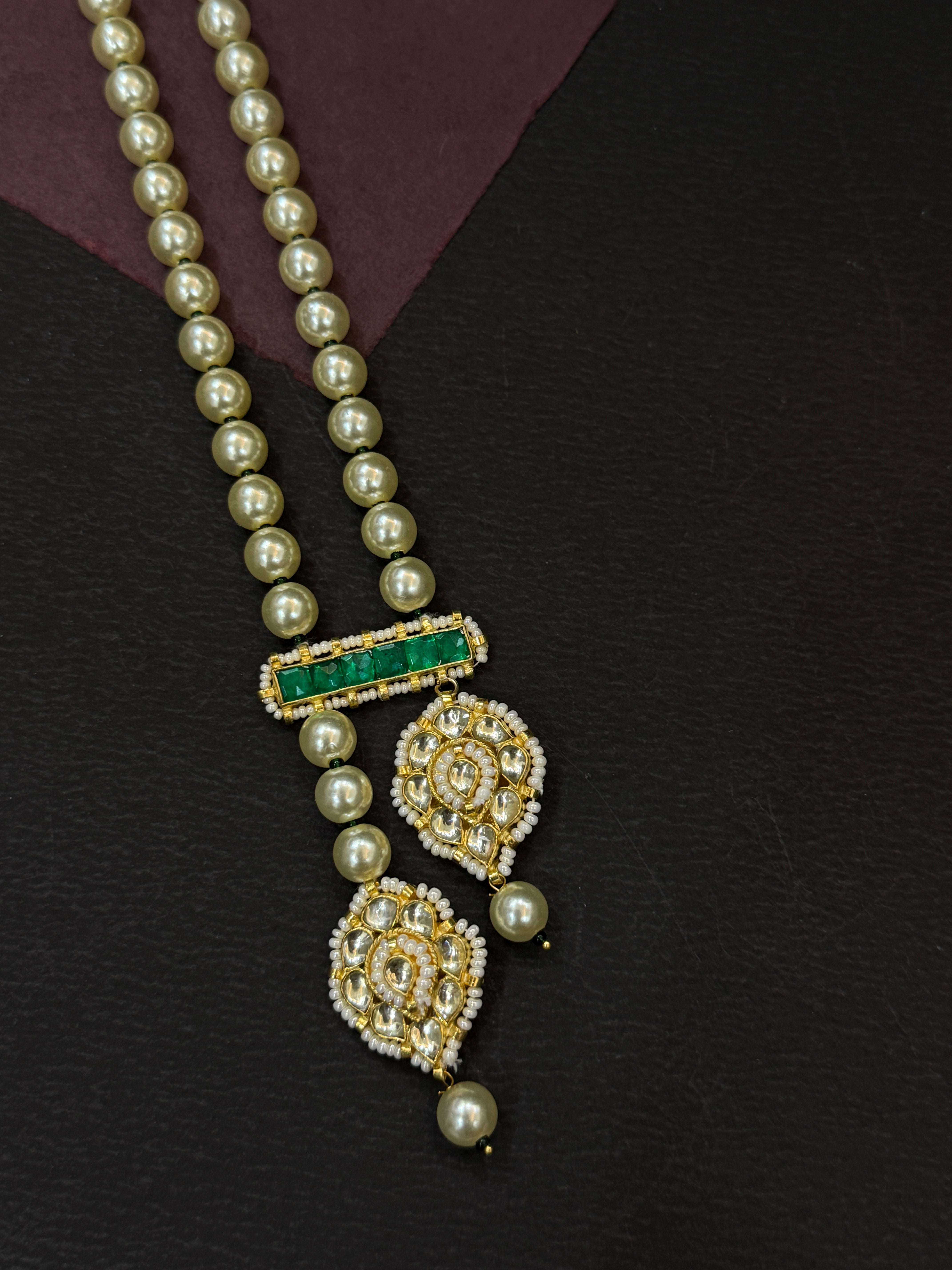 Royal Pachi Kundan Pearl with Green Stone
