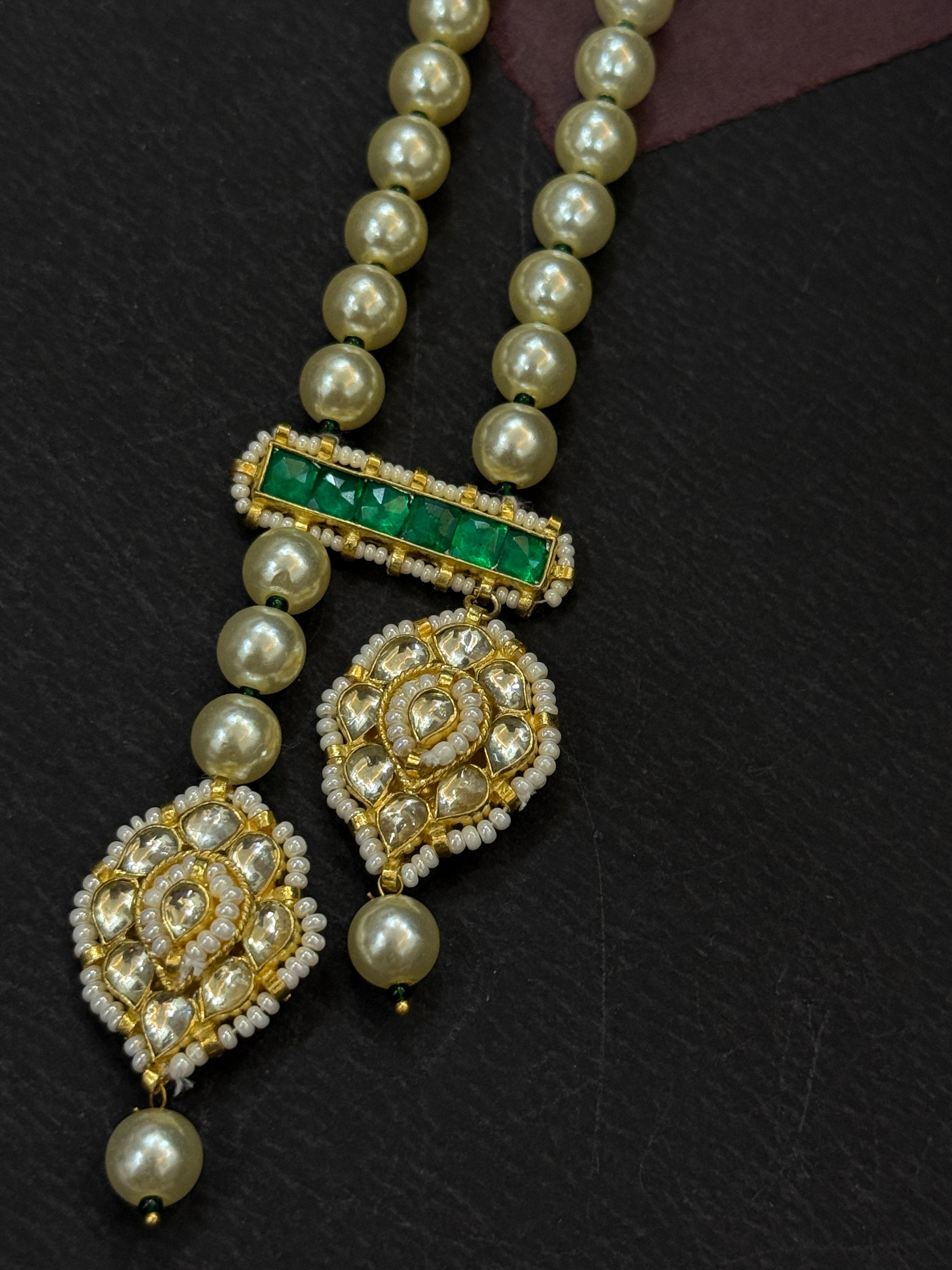 Royal Pachi Kundan Pearl with Green Stone