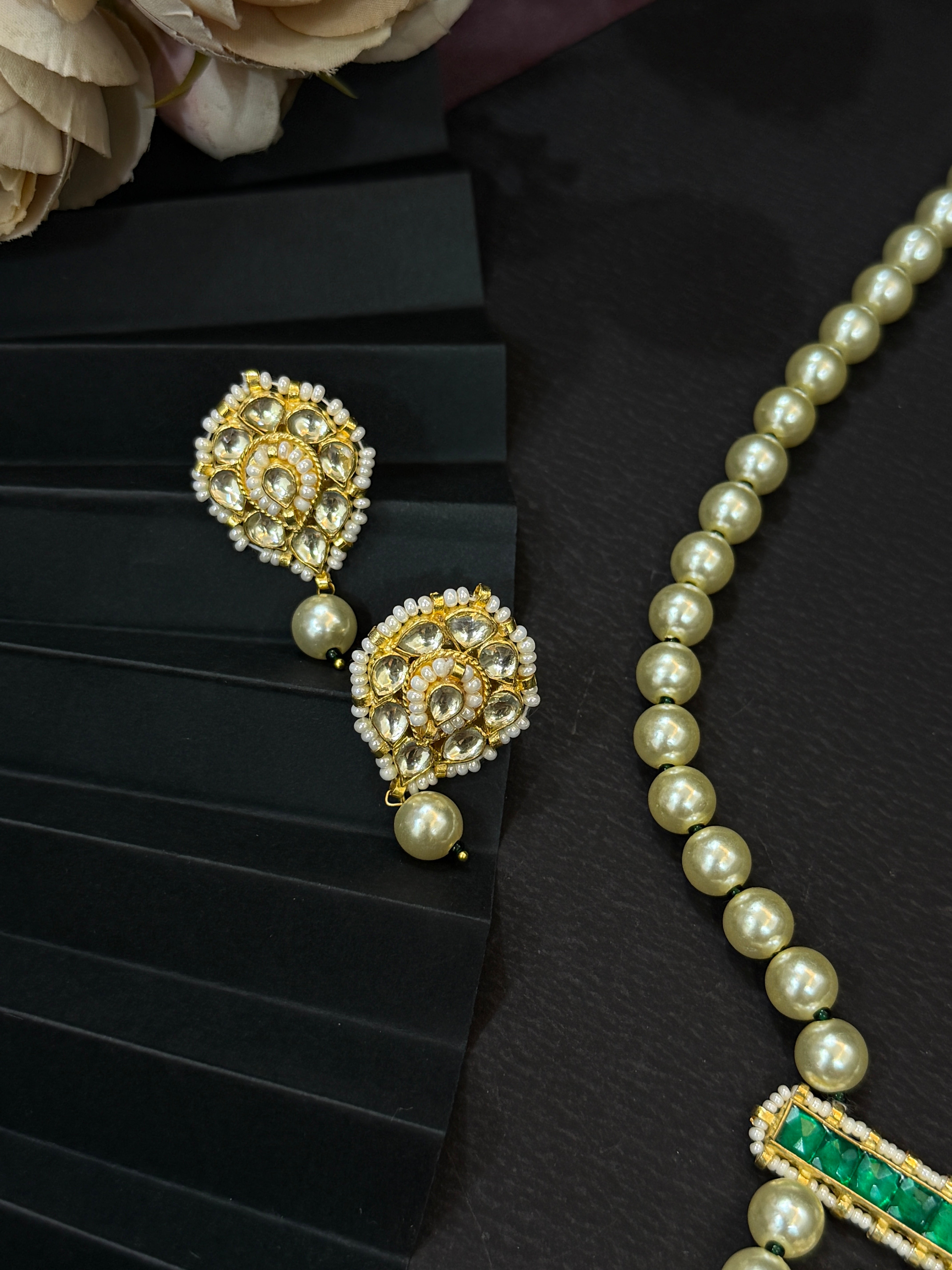 Royal Pachi Kundan Pearl with Green Stone