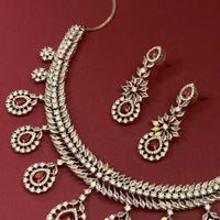 Red Wine American Diamond Necklace Set