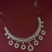 Red Wine American Diamond Necklace Set