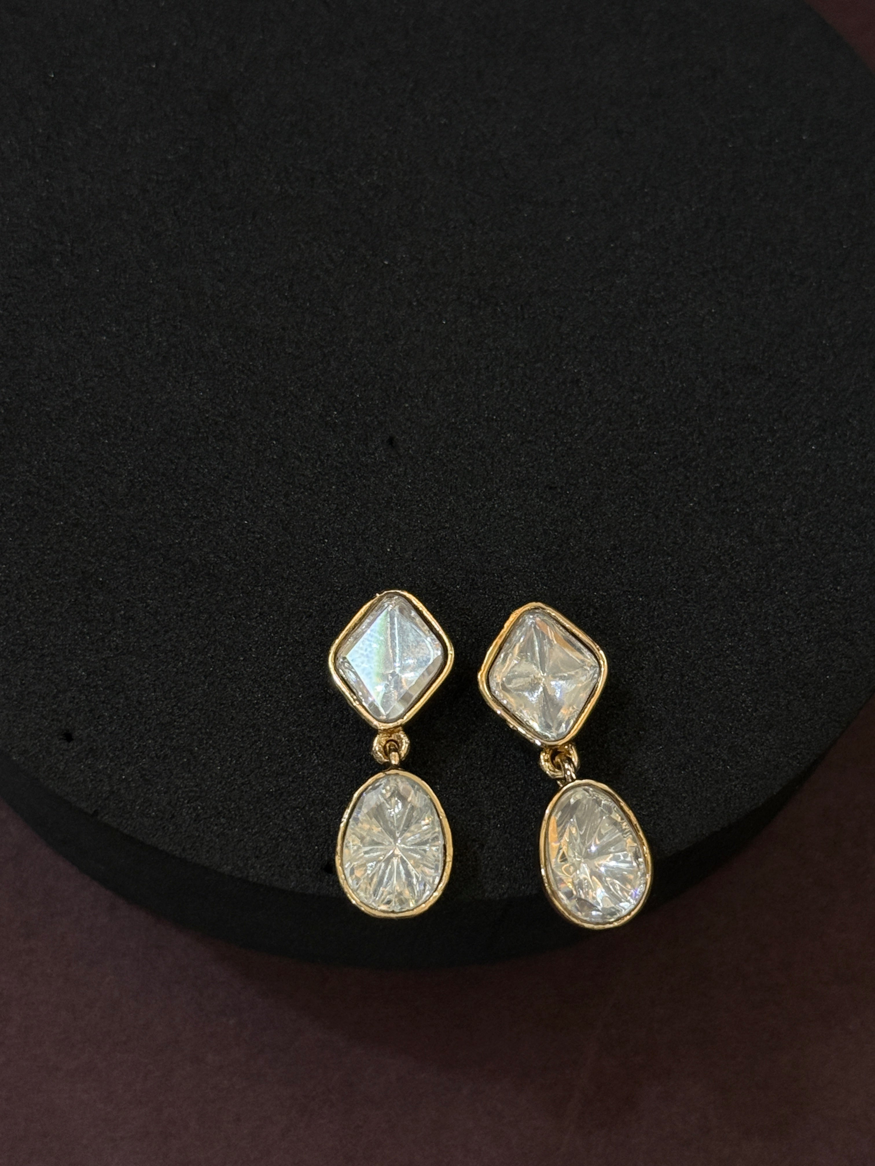 Minimalist Moissanite Polki Pendant Set