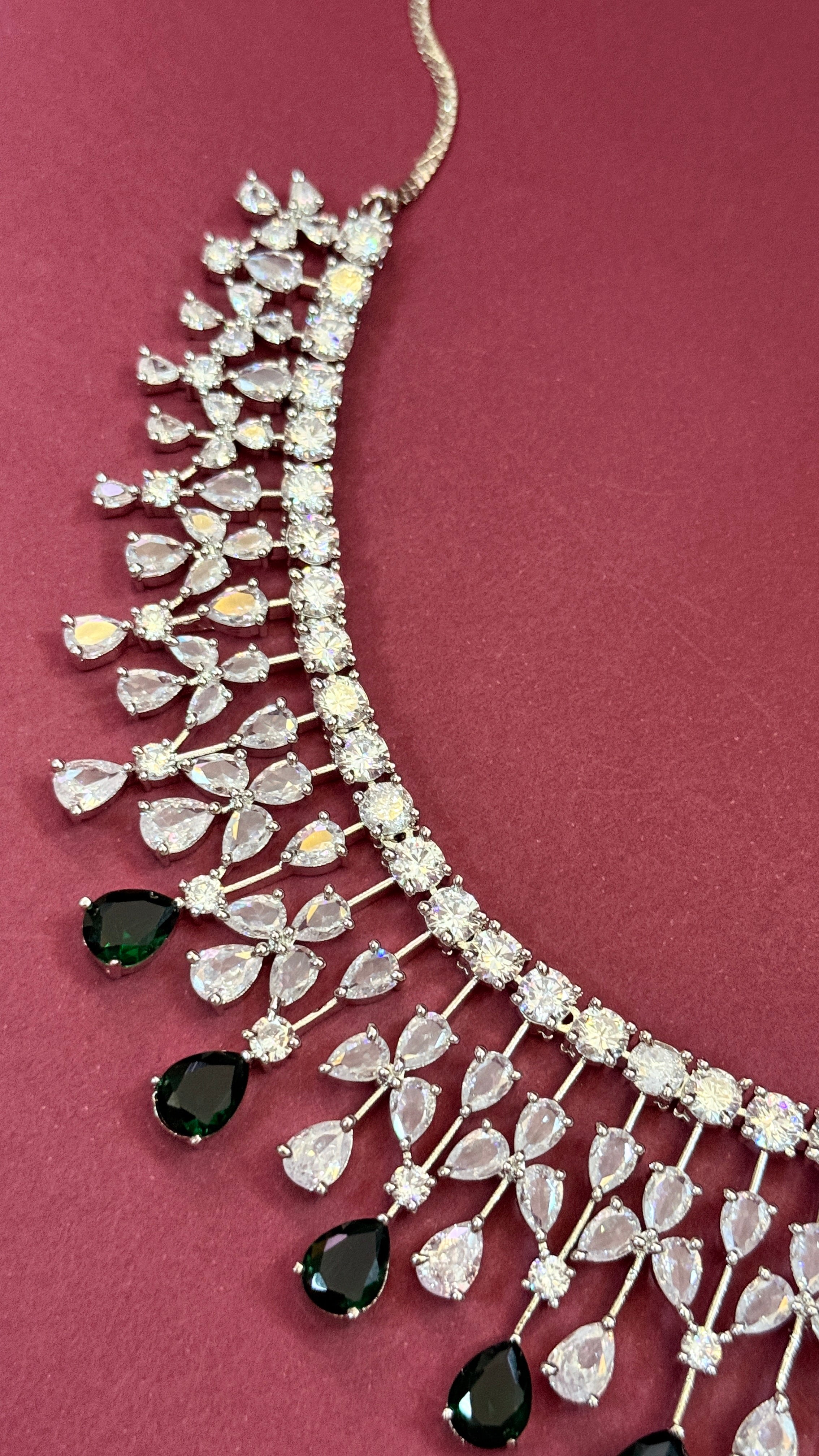 Emerald Green Crystal  Necklace Set
