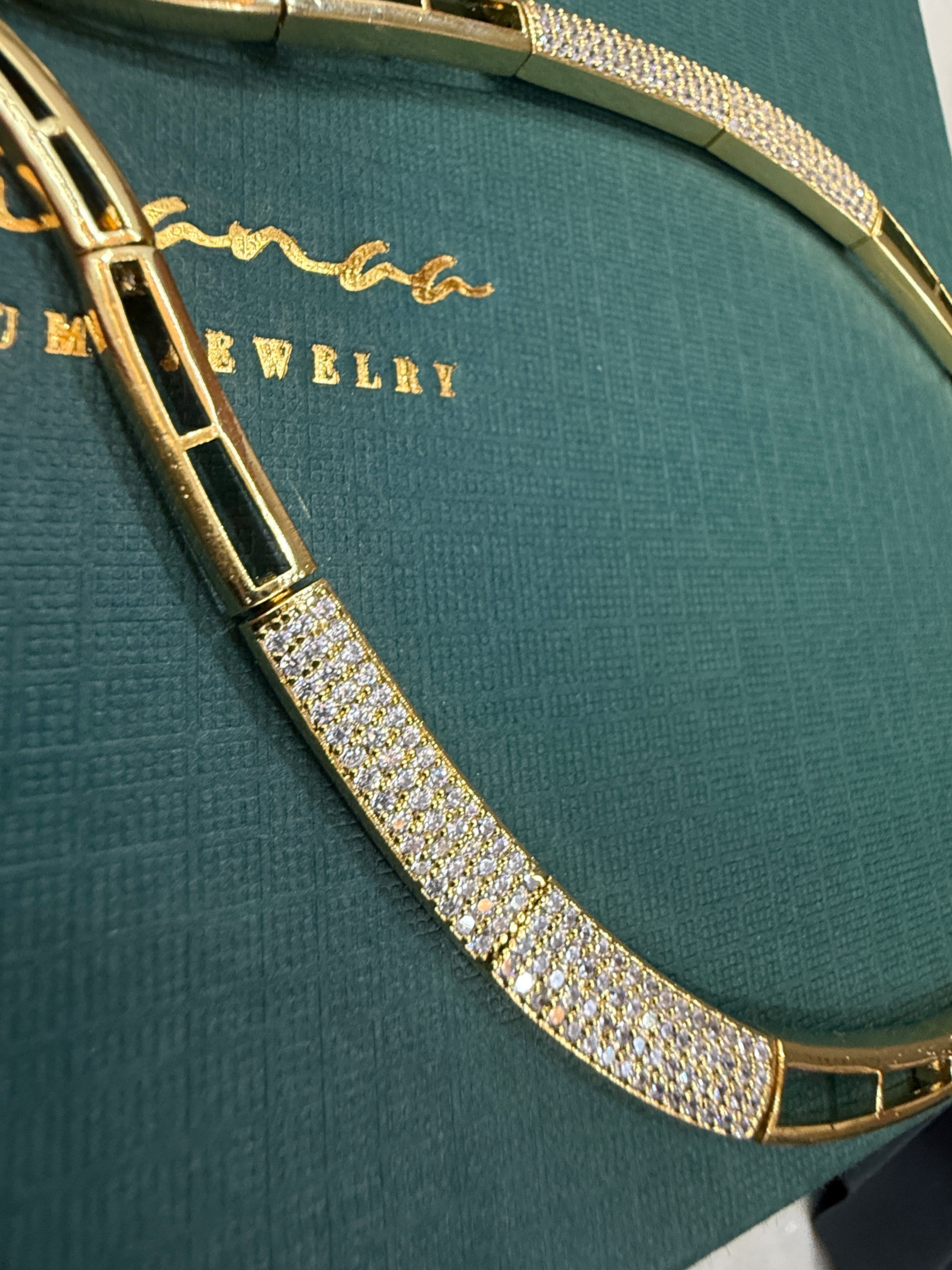 Golden Cascade CZ Necklace Set