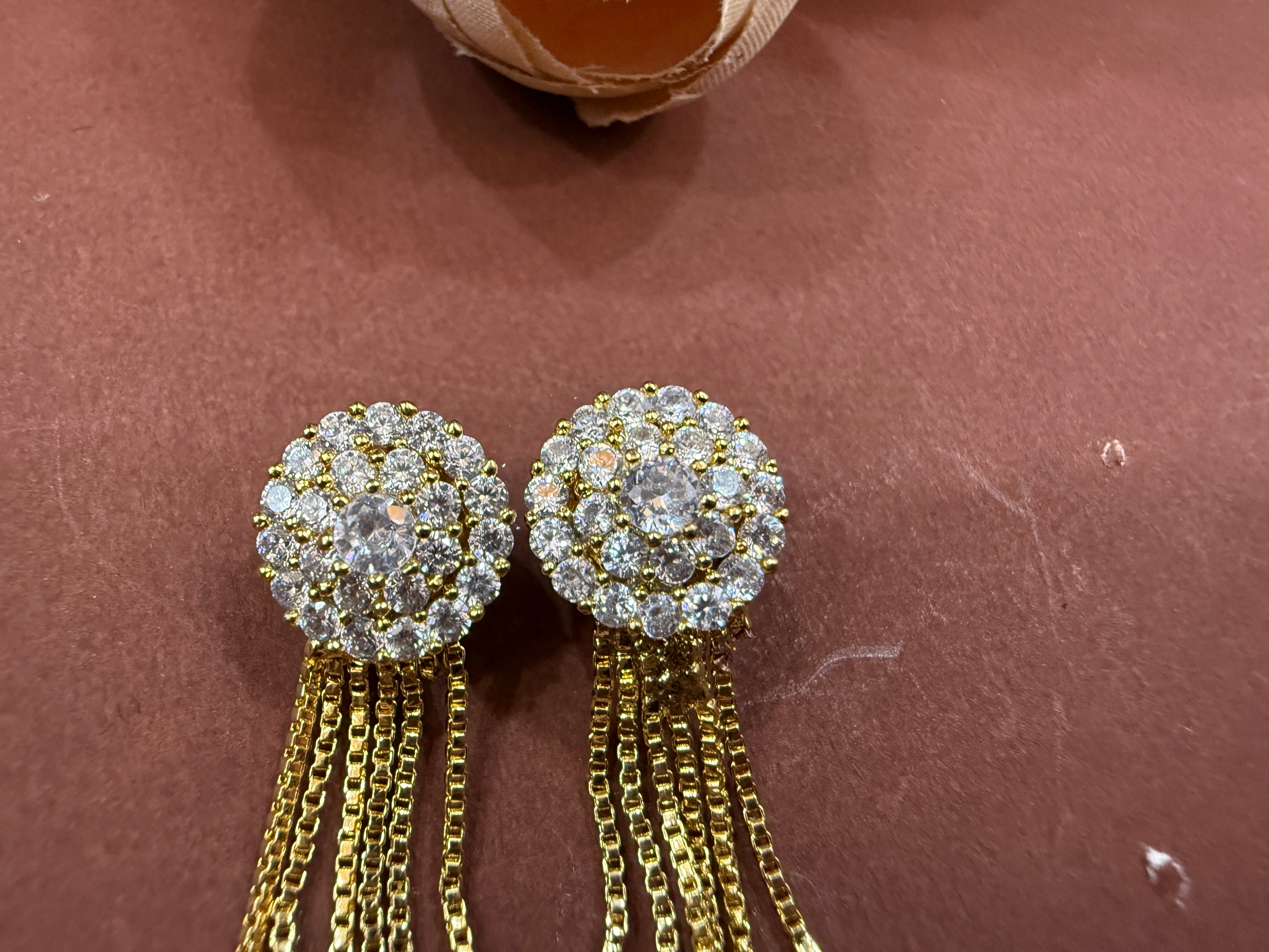 Golden Cascade CZ Necklace Set