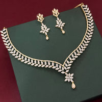 Golden Leaf Drop Necklace Set