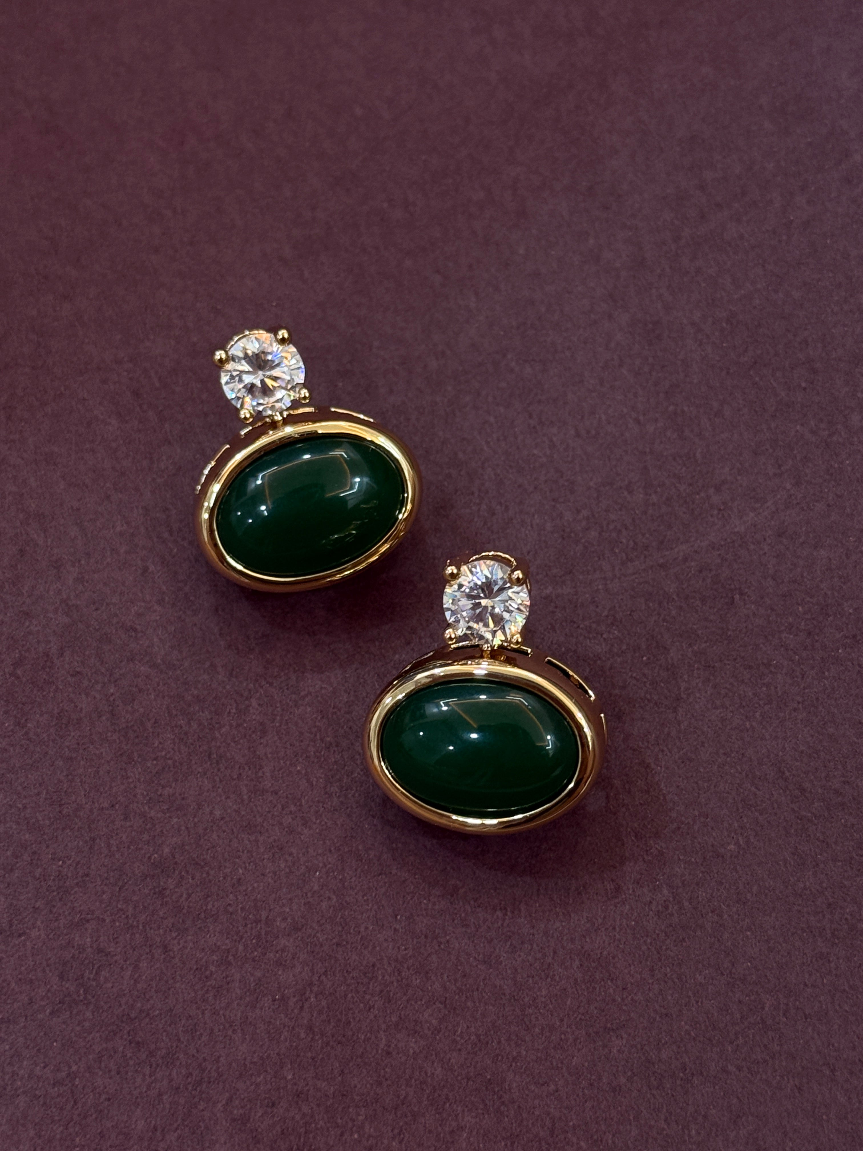 Elegant Emerald & Diamond Gold-Plated Necklace Set