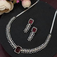 Ruby Red CZ Stone Necklace & Earring Set