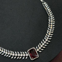 Ruby Red CZ Stone Necklace & Earring Set