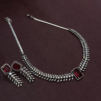 Ruby Red CZ Stone Necklace & Earring Set