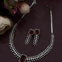 Ruby Red CZ Stone Necklace & Earring Set