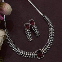 Ruby Red CZ Stone Necklace & Earring Set